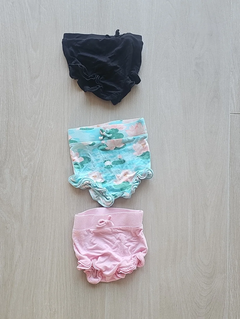 Angel Dear 3-Pack Ruffle Diaper Covers - Black, Aqua Floral, Pink